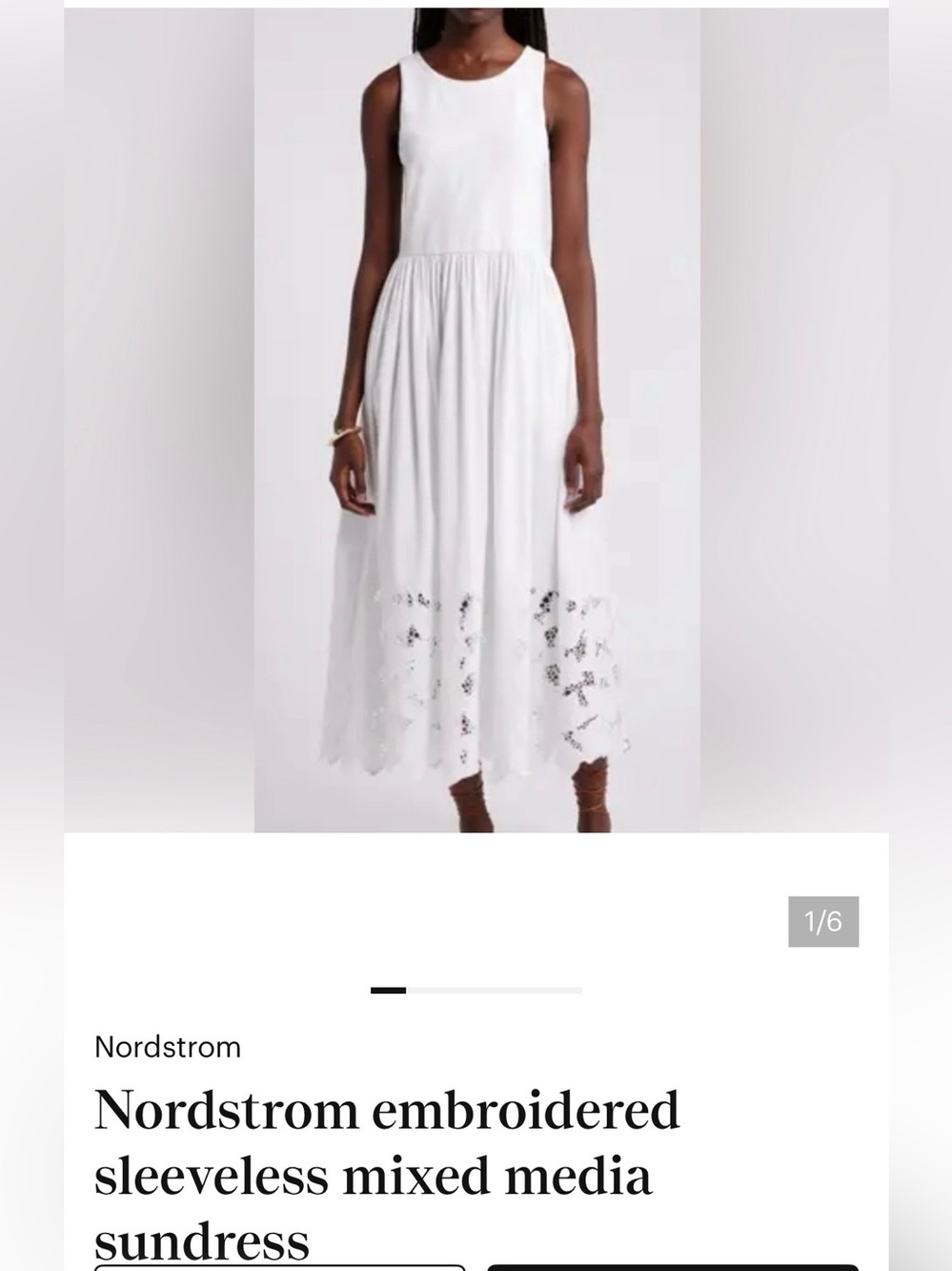 Nordstrom White dress with Embroidered Maxi Skirt